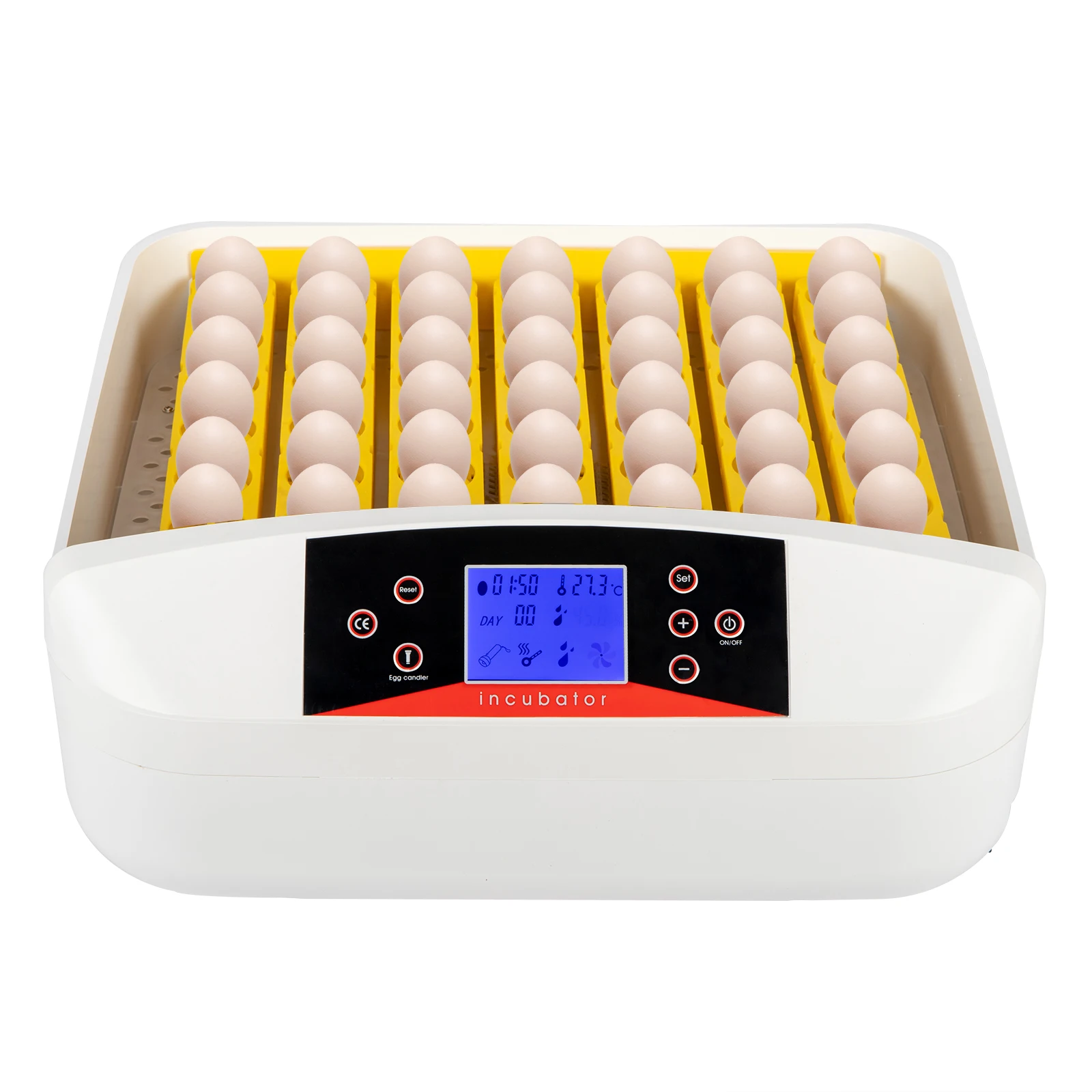 56-Egg Practical Fully Automatic Poultry Incubator with Egg Candler White for Chickens Ducks Geese Other Birds[US-Stock]