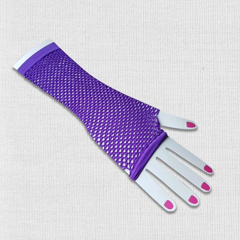 Fishing Net Gloves Thick Mesh Gloves Fun Punk Nightclub Sexy Neon Fishnet Fingerless Long Gloves Leg Arm Party Fancy For Women