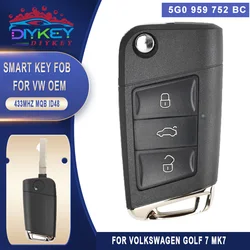 DIYKEY Keyless Entry Go 5 g0 959 752 BC per Volkswagen VW Golf Polo Touran 5G0959752BC 434MHz MQB Chip Flip Car Key Remote Fob