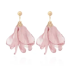 2025 New Fashion Personality Lace Cloth Art Multicolor Big Flower Stud Earrings for Women