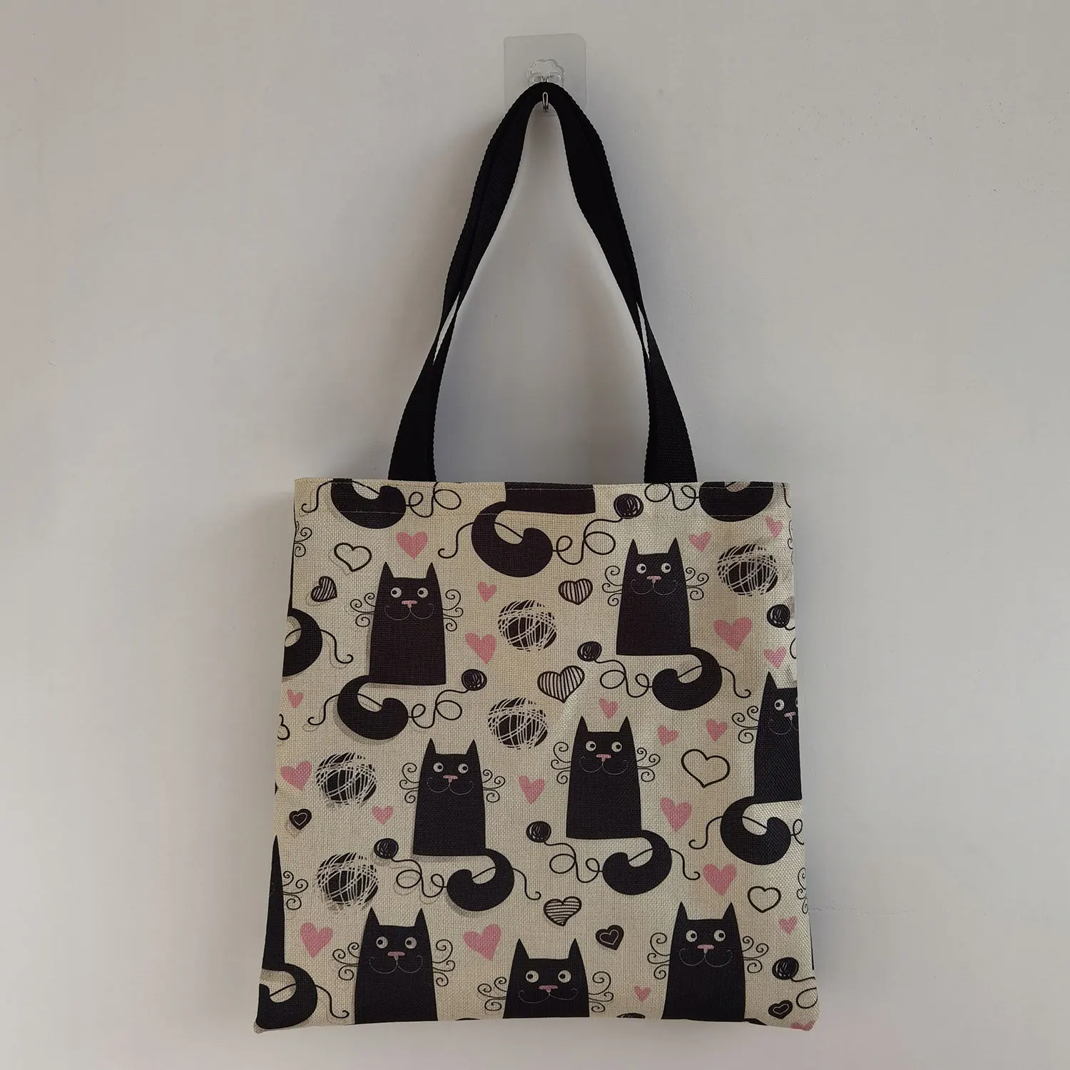 Minority Custom Pattern Fashion Shoulder Bags Cute Cartoon Cat Love Print Ladies Satchel Casual Tote Bags ECO Friendly Handbag