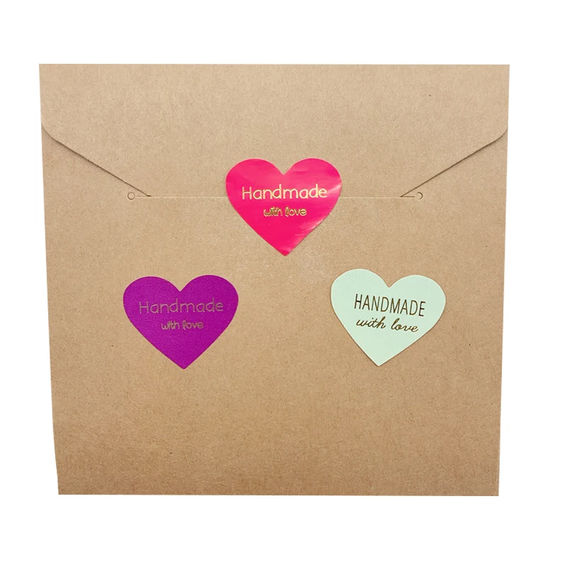 100 Stück/Los Dankeschön Handgemachtes Herz-Design Bronzefarbenes Siegel Mehrfarbiger DIY Multifunktions-Siegeletikett Geschenkverpackungsetikett – Detail 10