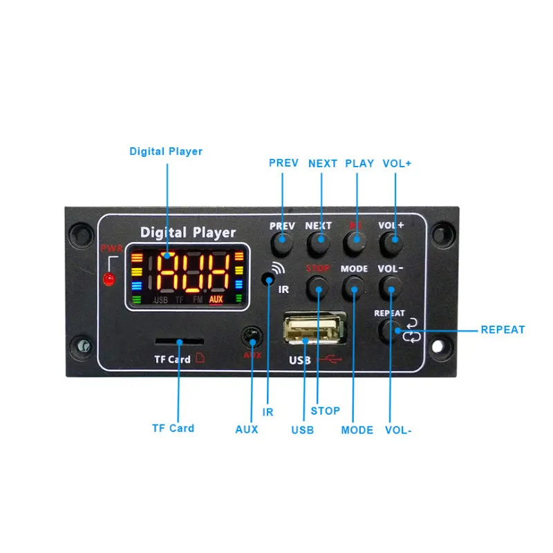 SOTAMIA DC12V Amplifier Bluetooth MP3 Decoder Board MP3 WAV Decoding With Spectrum Display USB TF AUX FM For Home Audio Amp 10pc