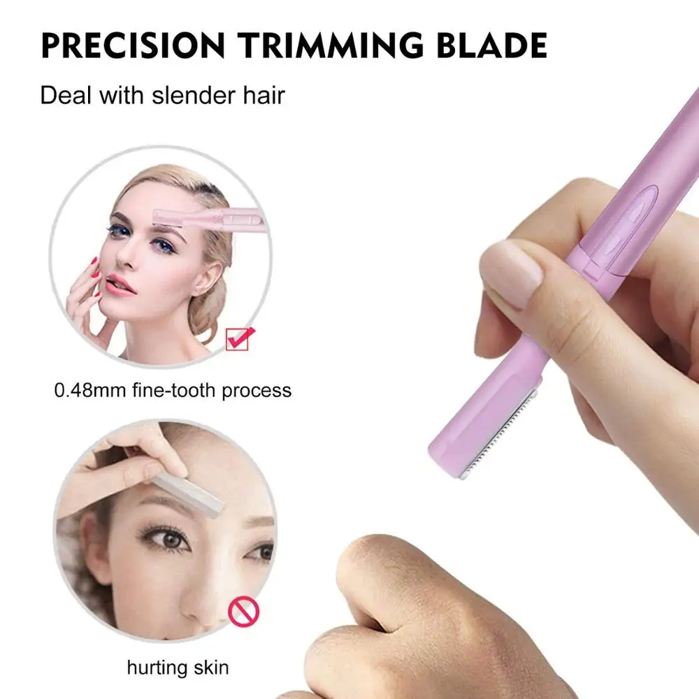 眉毛トリマー、女性用眉毛かみそり、痛みのないインスタント脱毛トリマー、眉毛に最適、顔の髪、ビキニライン