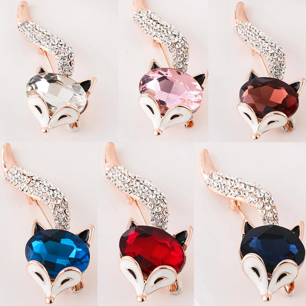 

WYBU Newest High Quality Six Color Fox Brooch Gift For Women Hijab Pins Broach Clothes Jewelry Pins Bling Luxury Broche Animal