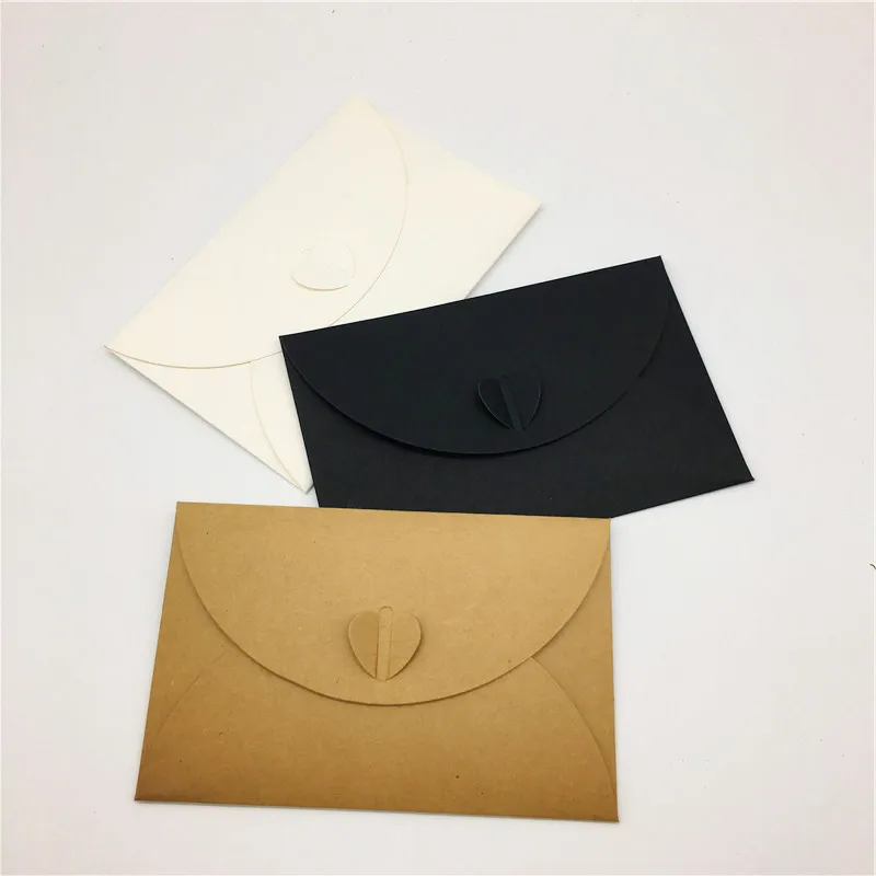 Color Buckle Design Envelope Bag 15x10cm 8 Colors Handmade Love DIY Gift Card Packaging Invitation Letter Supply 50Pcs