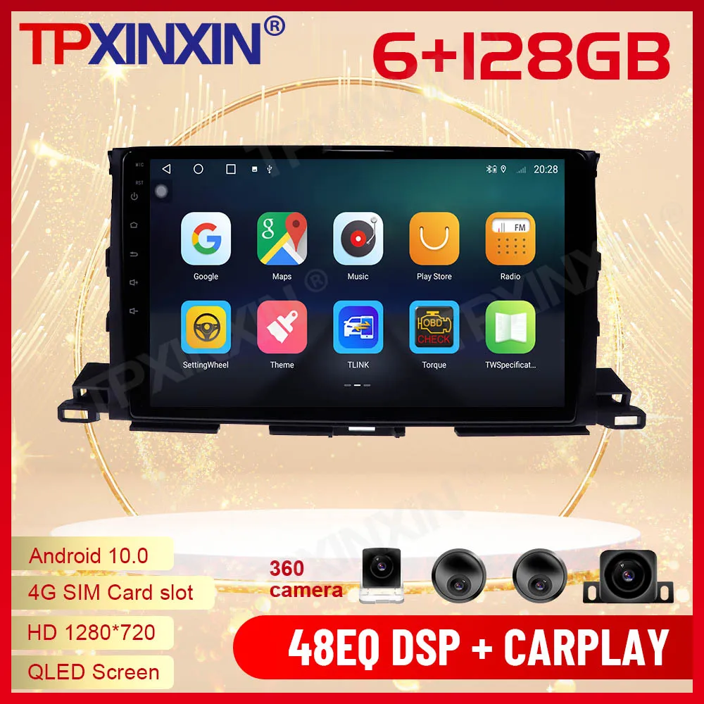 

2 Din Carplay Android Radio Receiver Multimedia Stereo For Toyota Highlander 2013 2014 2015 2016 2017 2018 BT Recorder Head Unit