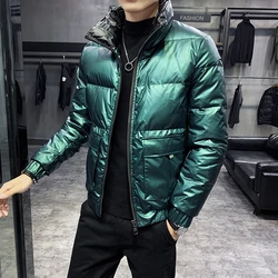 Green Bomber Jackts Man Winter Coats Down Puffer Jackets Fashion Snow Short Jacket Coat Winter Men Parka Thick  Mens Clothes