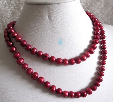 

32" 7-9mm Dark Red Freshwater Pearl Necklace Strands Jewelry