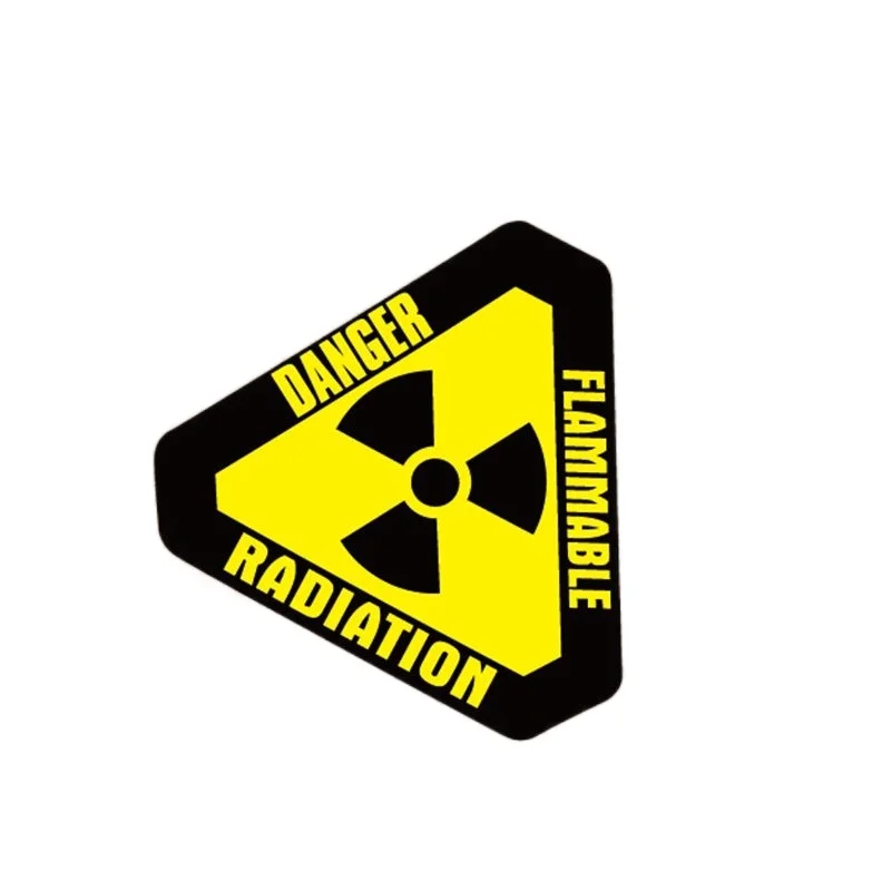 

7x8cm Radiation Warning Sign Motorcycle Decal Sticker Car Reflective Bumper Truck Auto Sticker Decals 1 Pcs