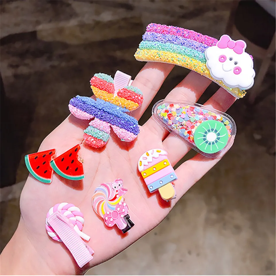 6 teile/satz Neue Mädchen Nette Regenbogen Stern Blume Haarnadeln Für Kinder Süße Haar Clips Barrettes Cartoon Bunte Haar Zubehör