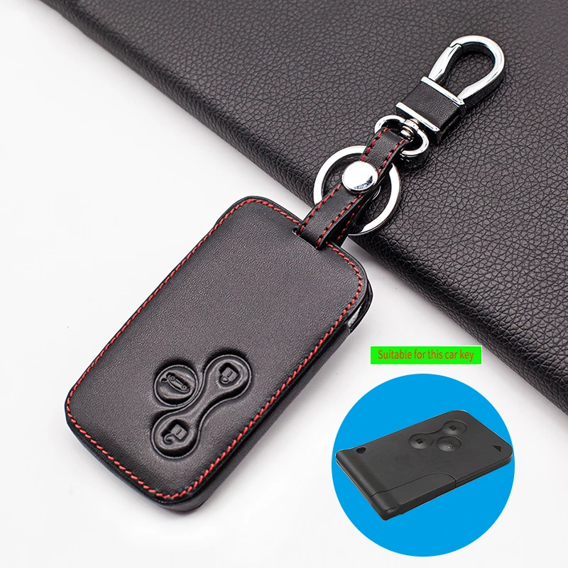 Carrying Leather Car Key Case Cover Skin Protector For Renault Clio Megane 2 3 Koleos Logan Scenic 3 Buttons Smart Card