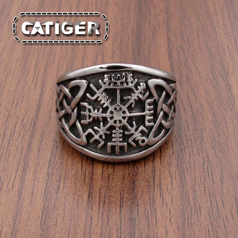 Vintage 316L Stainless Steel Nordic Viking Ring Custom Amulet Rune Scandinavian Odin Symbol Rings Men Jewelry