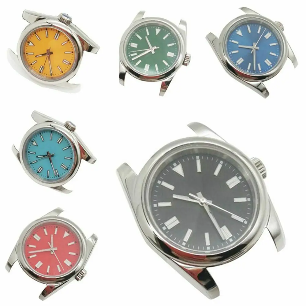 Watch parts corgeut 36mm sapphire case watch case+dial+ hands sets Luminous dial fit NH35/NH36 Mechanical Automatic movement