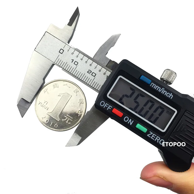 Imagem -02 - Polegada de Digital Caliper Eletrônico Digital Vernier Caliper Aço Inoxidável 25 Peças Lote 0100 mm