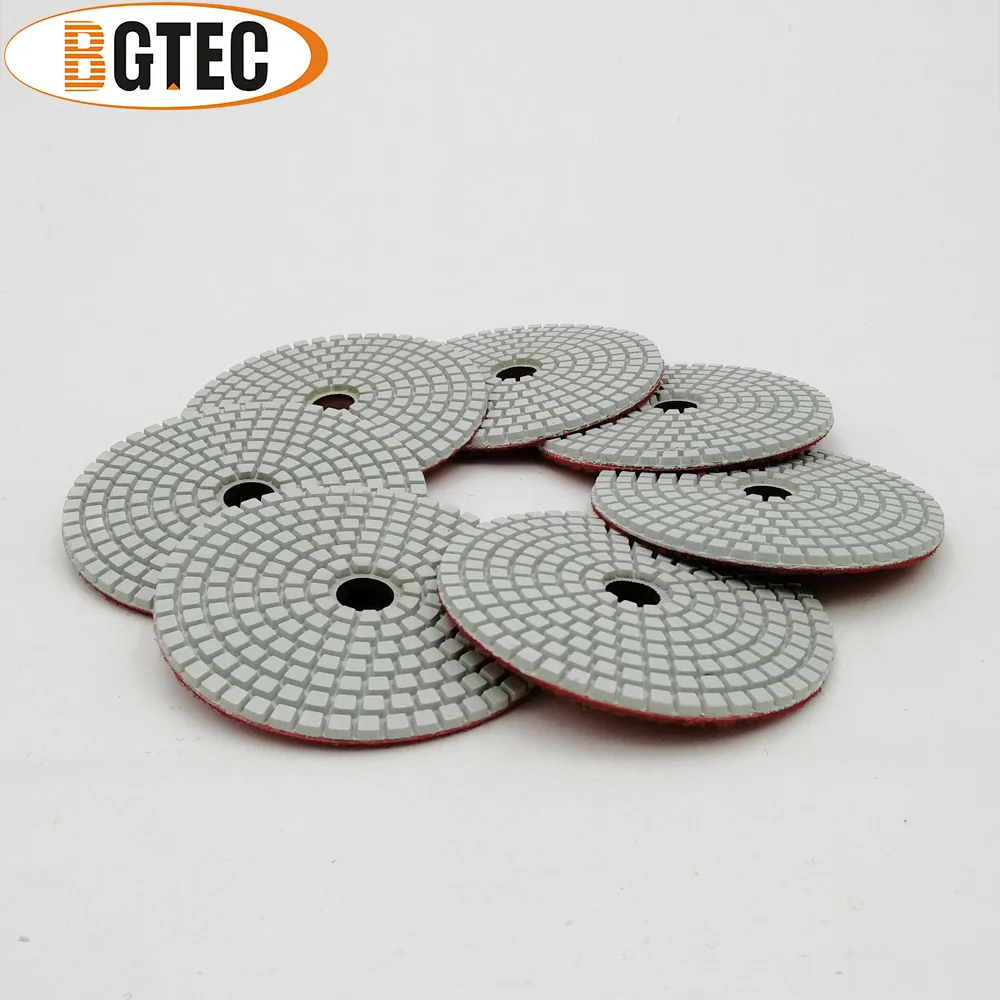 BGTEC 4 인치 7pcs #400 습식 다이아몬드 유연한 연마 패드 화강암, 대리석, 세라믹 100mm 샌딩 디스크