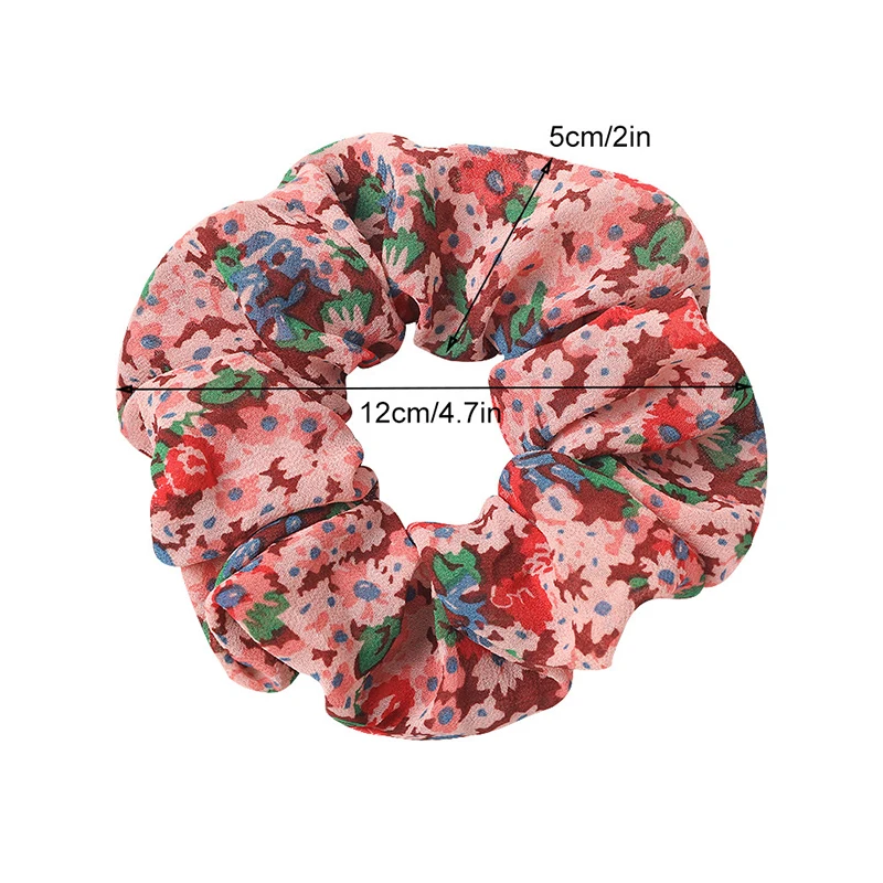 Vrouwen Bloemen Chiffon Scrunchies Cherry Haar Banden Voor Meisjes Leuke Zoete Elastische Haarbanden Paardenstaart Haar Accessoires Hoofddeksels