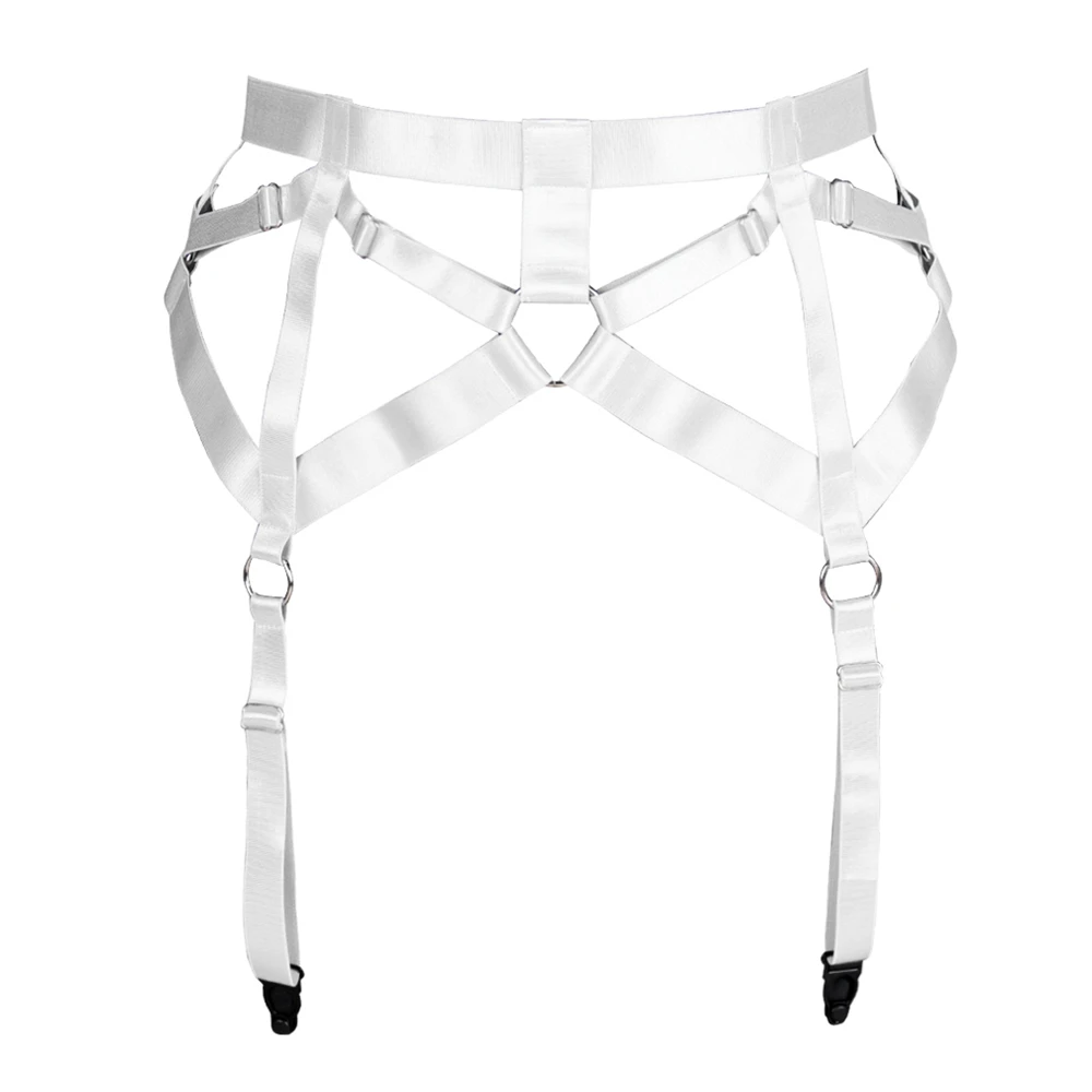 Body Harness White Caged Strappy High Waist Belt Garter Punk Goth Women Hollow Lingerie Festival Party Club Wear Stockings Clip