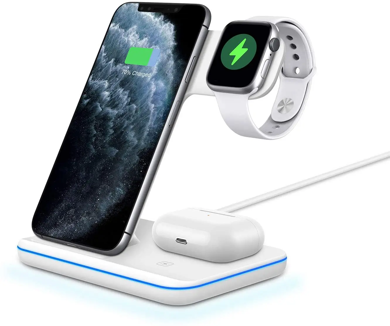 3 In 1  Wireless Charger Stand for Apple Watch 6 SE 5 4 Airpods Pro 15W Fast Charging Dock Station For iPhone 12 11 XS XR X 8