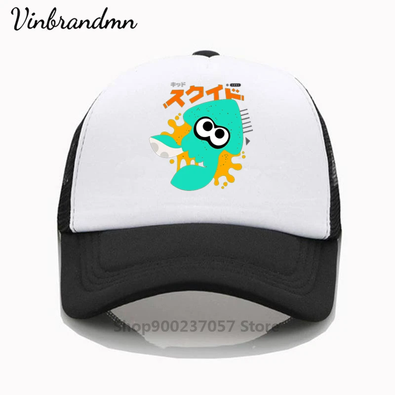Fashion hat SQUID KAWAII BLUE SPLATOON Printing baseball cap Men women Summer Trend Cap 2021 New sun hat hip hop hat Beach Visor image 2