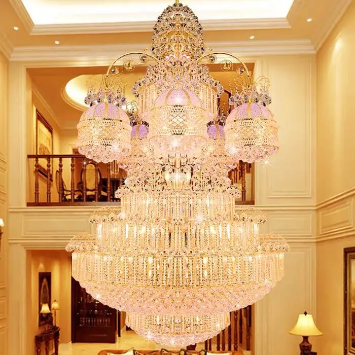 

American Big Golden Crystal Chandelier LED Light European Luxurious K9 Crystal Chandeliers Lights Fixture Diameter100cm 120cm