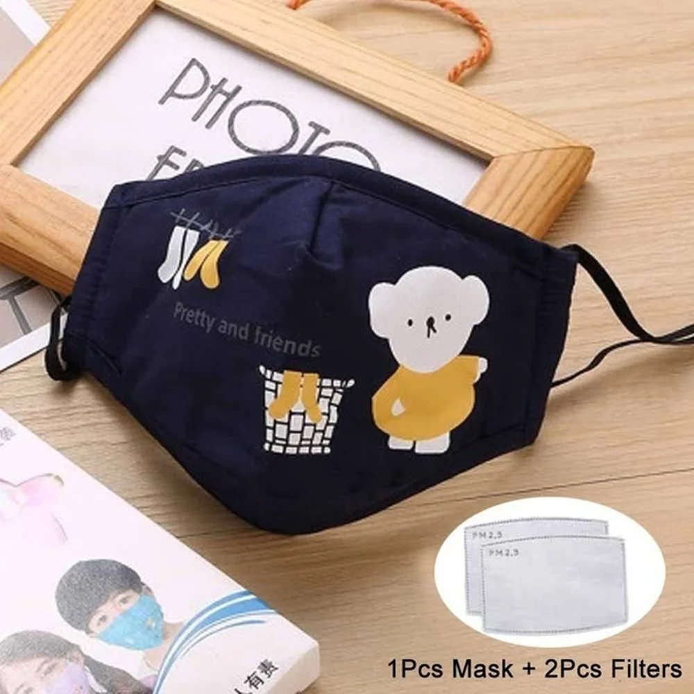 1Pcs PM2.5 Children Mouth Mask Respirator Cartoon Panda Thicken Smog Mask Warm Dust Mask Fits 2-10 Years Old Kids