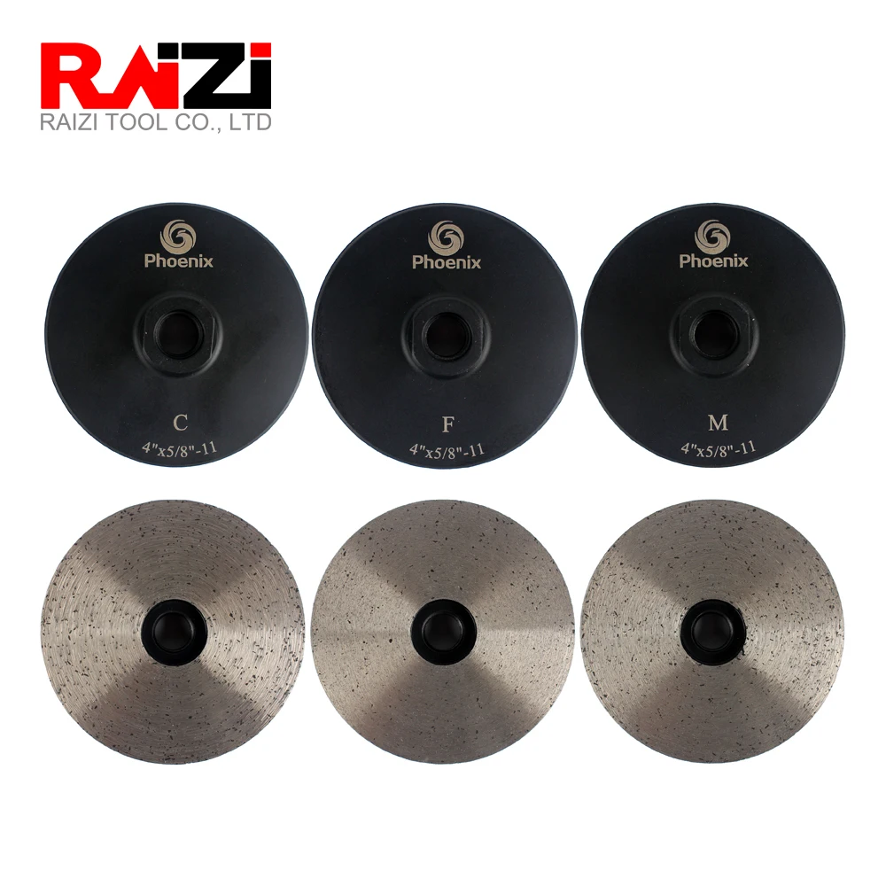 Raizi 4 inch/100 mm Continuous Cup Wheels For Granite Marble Stone Metal Bond Abrasive Diamond Grinding Wheel C M F Honing Disc