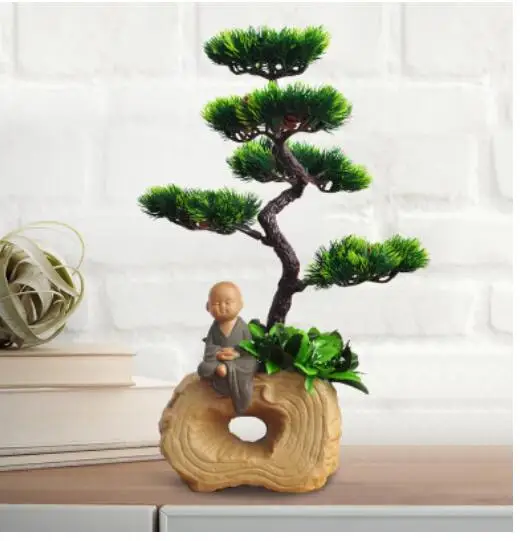 

VISITOR GREEN PINES HOME DECORATION PLACE PIECE CHINESE STYLE DECORATES EVERGREEN FALSE FLOWER ELEGANT WIND WELCOME PINE BONSAI