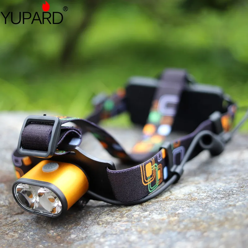 

YUPARD 2*XM-L T6 LED Headlamp rechargeable 18650 battery two T6 LED torch light Waterproof high power Camping Hunting Headlight