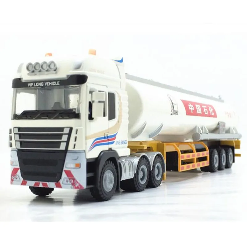 28CM 1/50 Alloy Metal Truck Trailer Tank Container Tubing Truck High Simulation Diecast Model Engineering Vehicle toy shows