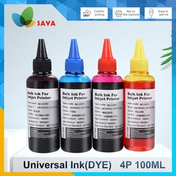 หมึกเติมอเนกประสงค์100มล. สำหรับแคนนอน HP Epson Brother เครื่องพิมพ์อิงค์เจ็ท Ciss ตลับหมึกสีย้อม4สี/ชุด