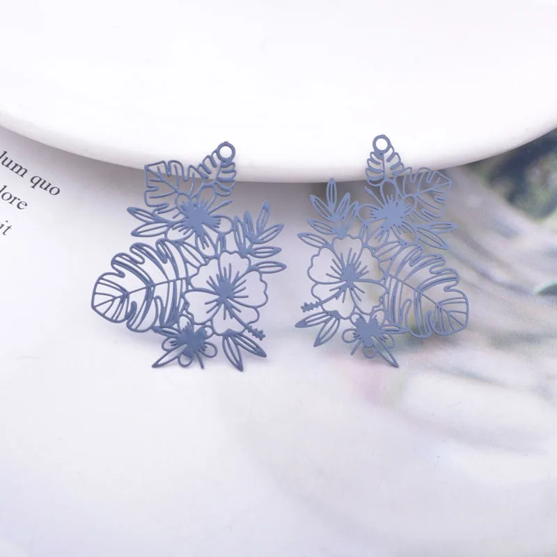 30 Stück AB6737 30*25mm Bemalte Messing-Tropenblätter-Anhänger DIY Schmuck Ohrring-Zubehör – Detail 5