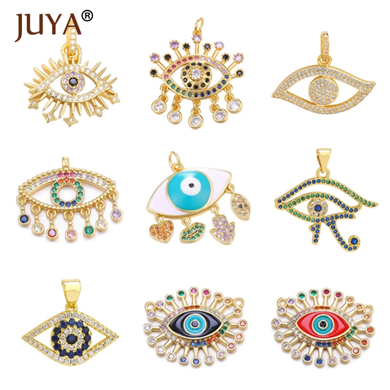 JUYA Necklace Pendants CZ Evil Eyes Charms for DIY Fashion Jewelry Luxurious Jewelry Making Supplies Hand Made Accessories