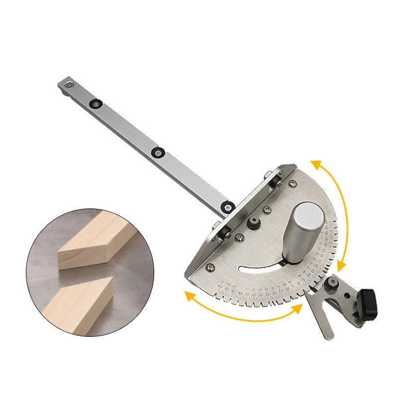 

Woodworking Angle Miter Gauge Tenon Fence T Track Push Ruler Guide Router/Saw Table 450mm Mortise Tenon and Chute Stopper