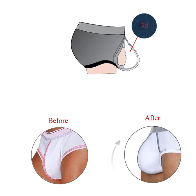 CLEVER-MENMODE Penis Pouch Enhancer Pad Men Sponge Cup Sexy Underwear Briefs Front Push Up Underpants Cup Panties Padded