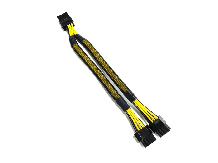 High Quality PCIE PCI-E 8pin Female to Dual 8pin(6+2) GPU Video Card power cable 20cm 8p to 2*8p extension cord