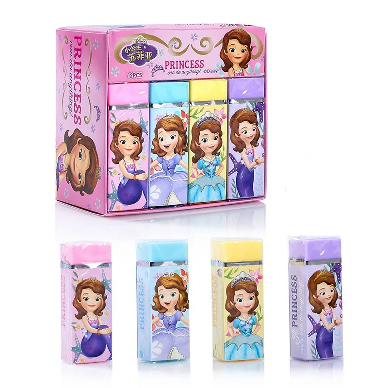 Imagem -04 - Disney Cartoon Erasers For Kids Papelaria Fofa Frozen Elsa Sofia Princesa Suprimentos Escolares Kawaii Prêmios para Crianças Presente de Natal