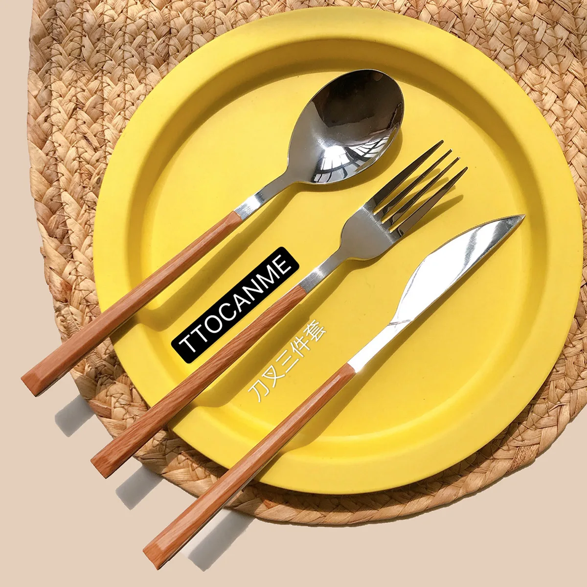 

Wood Europe Dinnerware Set Reusable Utensils Metal Knife And Fork Eco Friendly Products Art Faqueiro Kitchen Supplies BK50CJ