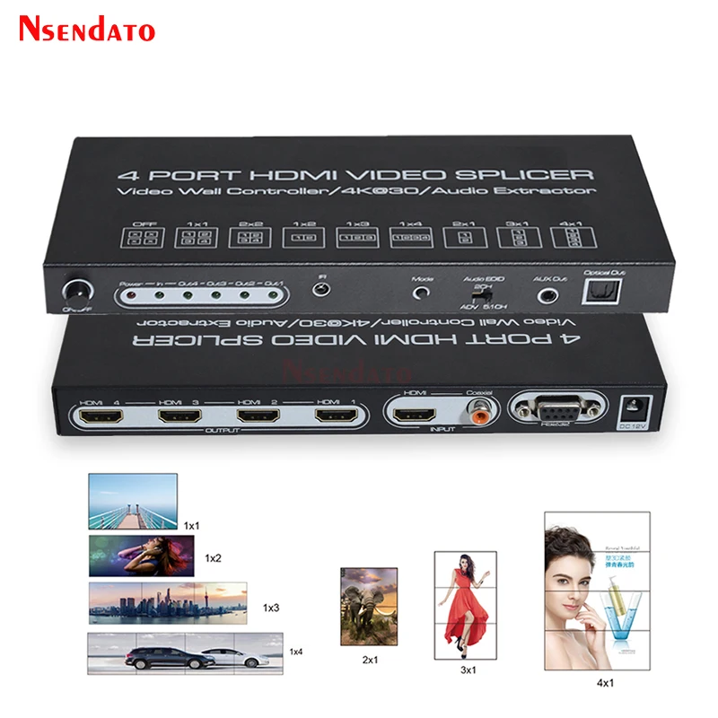 

4K 2X2 HDMI TV Video Wall Display Controller Screen Stitching Processor Splicer 2x2 1x2 1x3 1x4 2x1 3x1 4x1 HDMI Audio Extractor