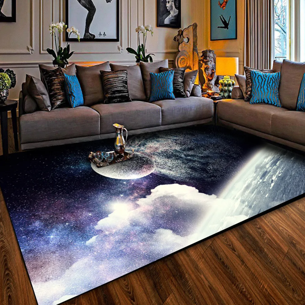 Modern Dream Starry sky 3D printing carpets for Living room bedroom Area Rugs Earth/Moon pattern Kids Room Play Crawl Mat/Carpet