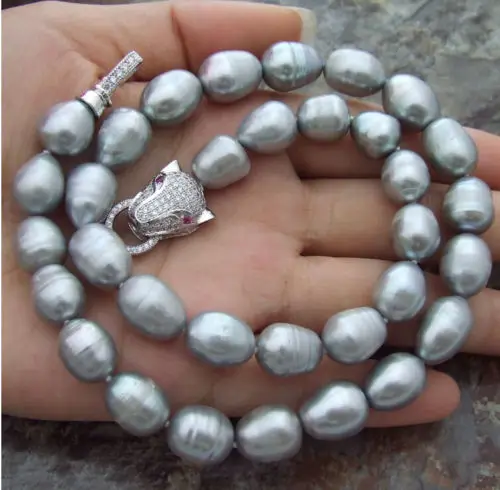 

STUNNING 9-11MM SOUTH SEA SILVER GREY PEARL NECKLACE 18 INCH