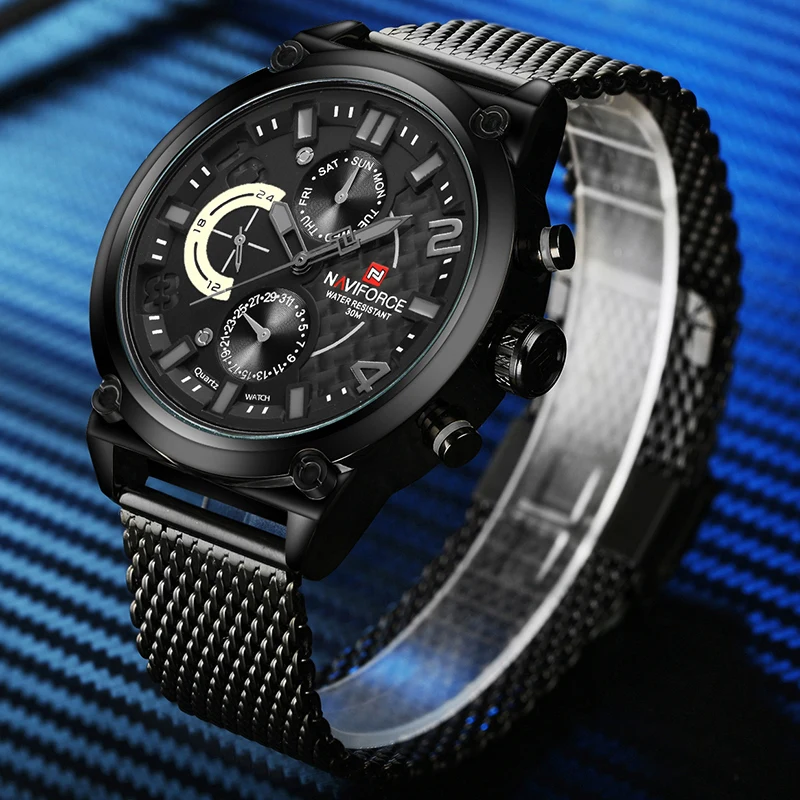 NAVIFORCE Black Luxury Men Watch Fashion Military Sport Man Watches Waterproof Wristwatch Male Creative Clock Masculino Relogio