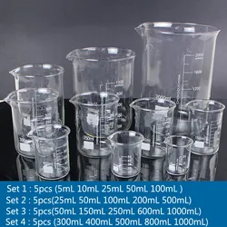 1set Lab becher in vetro borosilicato tutte le dimensioni esperimento chimico attrezzatura da laboratorio tutte le dimensioni