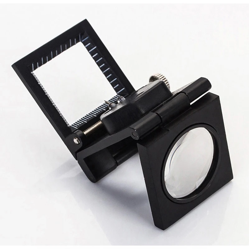 1PC 28mm 10X Microscope Folding Magnifier Stand Loupe with Scale for Textile Optical Mini Foldable Magnifying Glass Tool