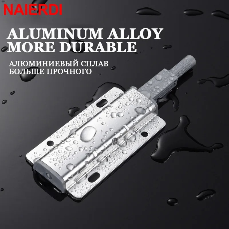 NAIERDI Push to Open Cabinet Catches Aluminum Alloy Door Stops Magnetic Touch Stop Kitchen Invisible Cabinet Pulls Hardware