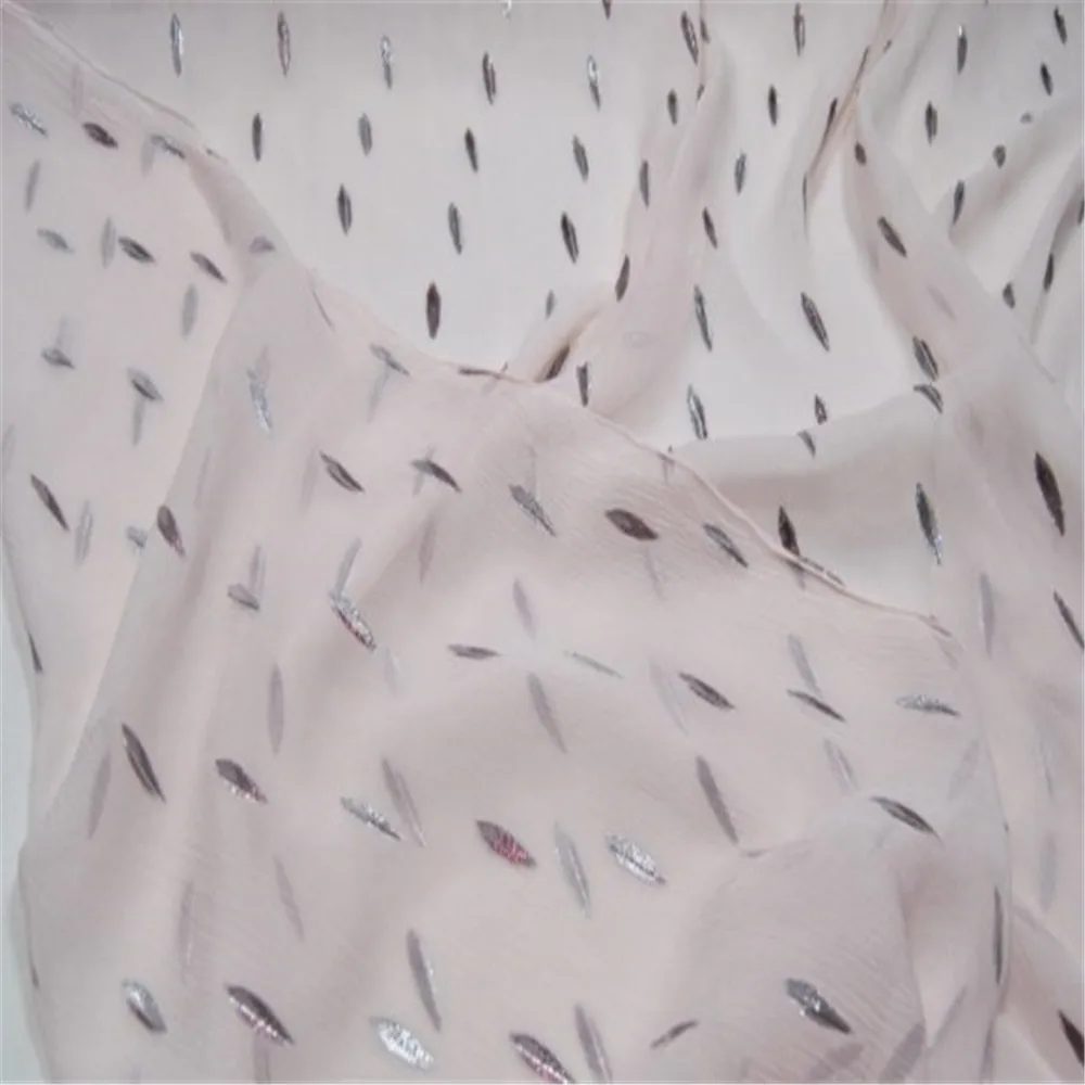 Cute Light Pink Color New Silk Metallic Jacquard Fabric for Girl Holiday Dress Decoration 2023