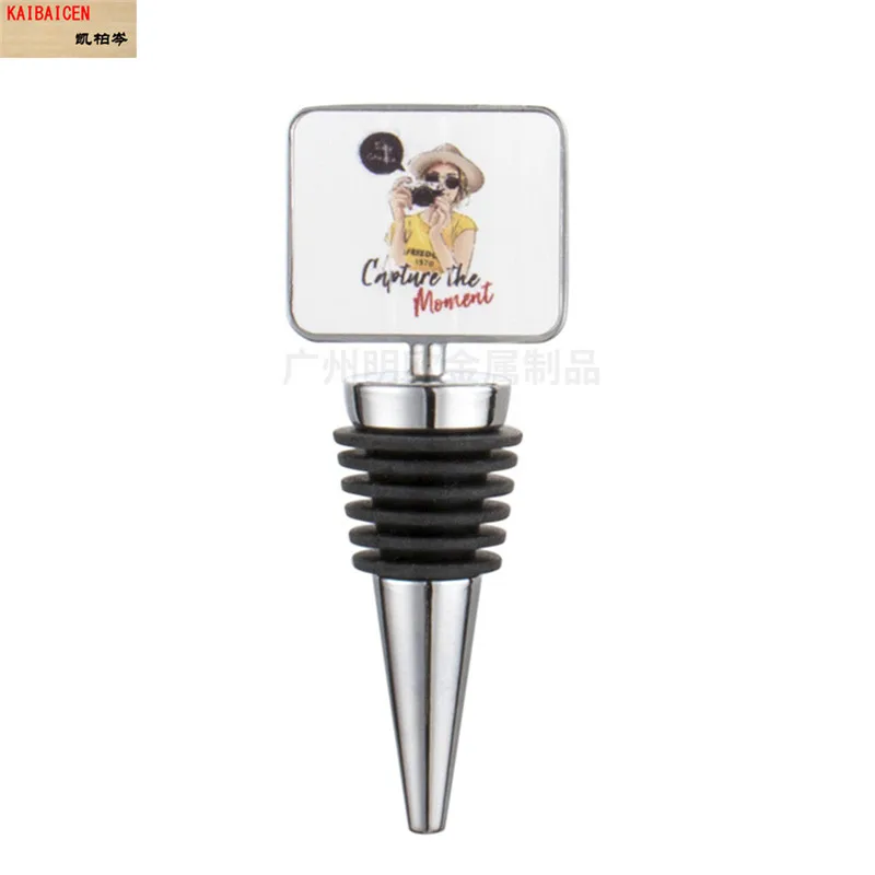 

100pcs/Lot Sublimation Blanks Custom Alloy Metal Wine Bottle Stopper For Hotel Home Bar Use Craft