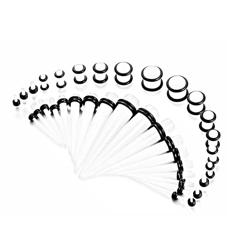 36PCS/Set Acrylic Ear Stretching Kit Beginer 14G-00G Ear Gauge Kit Taper Set Ear Stretchers Plug And Tunnel Set Expander Jewelry