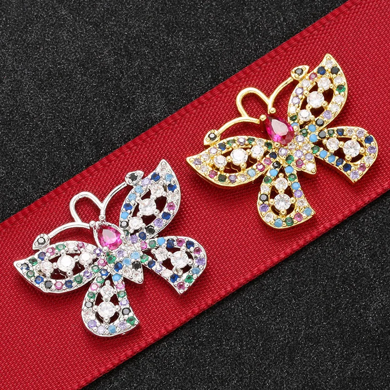 ZHUKOU 20x24mm chic crystal animal butterfly pendant for women necklace earrings jewelry accessories production model: VD524