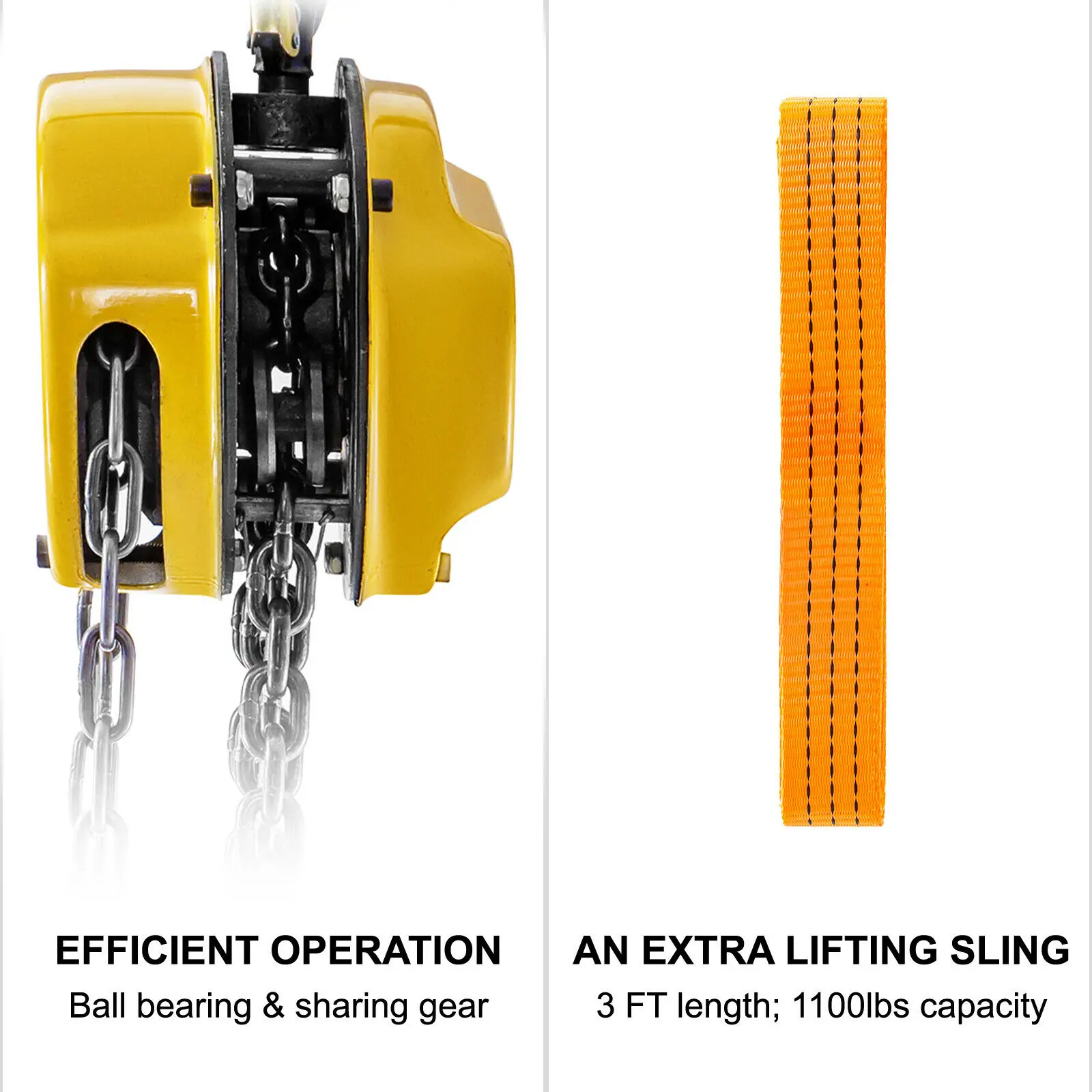 VEVOR 0.5/1/2/3T Chain Hoist Anti-Rust Manual Chain Block 10/20FT 3m/6m with Two Hooks for Lifting Pulling Dragging Construction